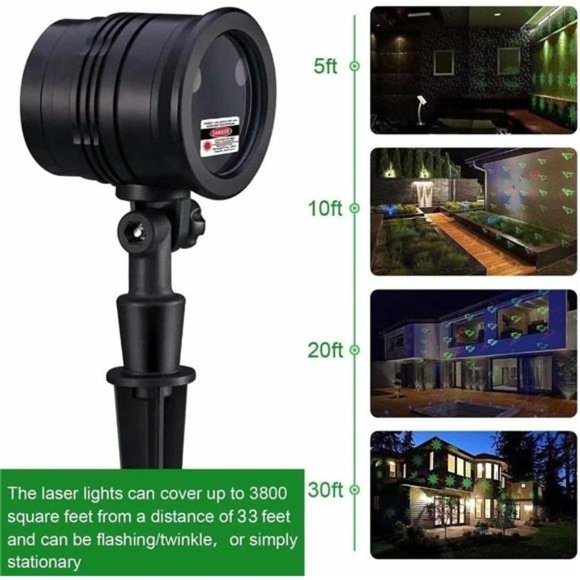 Christmas Projector Lights, Led Christmas Laser Lights Landscape Spotlight Red - Picture 6 of 6